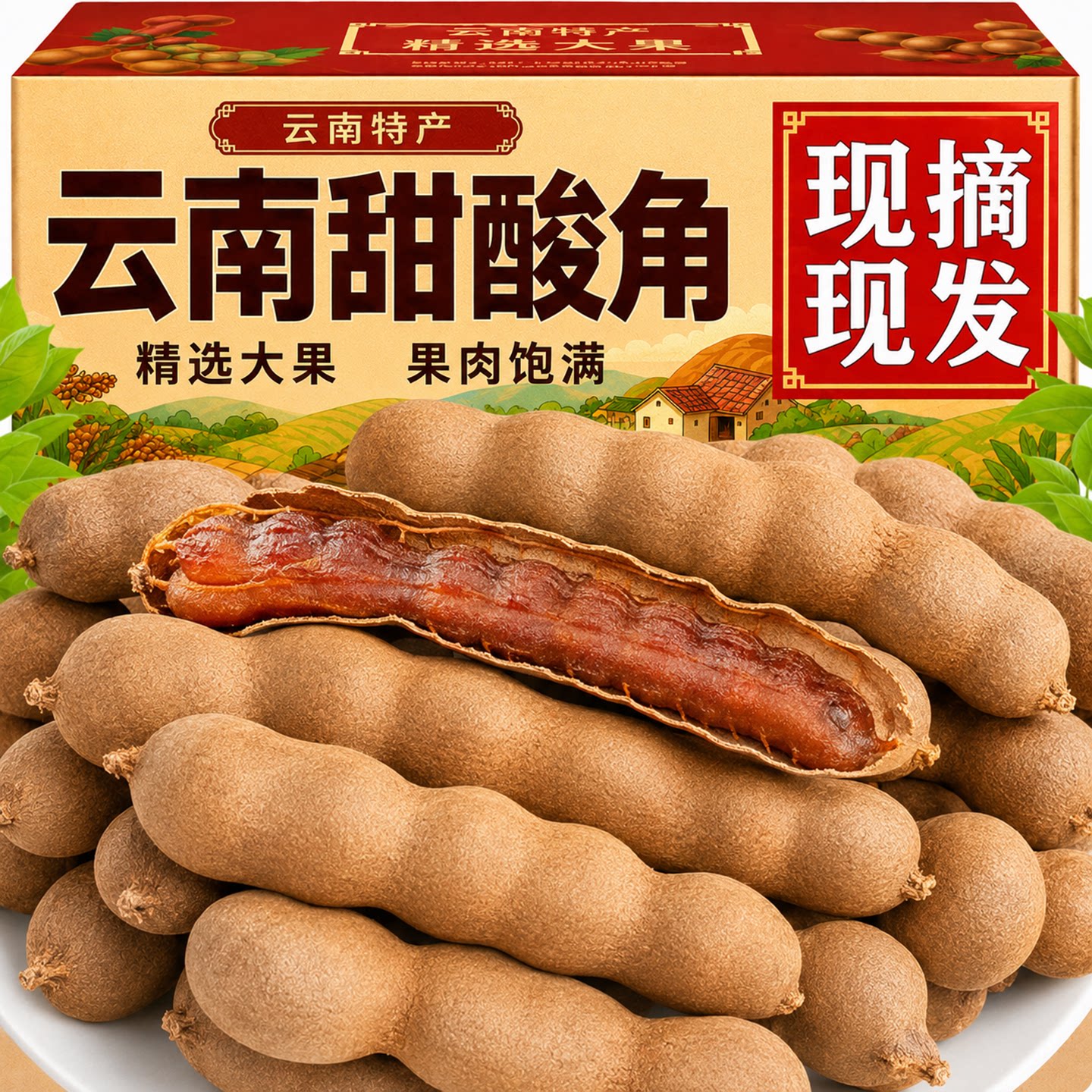 正宗酸角特级甜酸角云南特产新鲜野生大甜角孕妇零食带壳罗望子