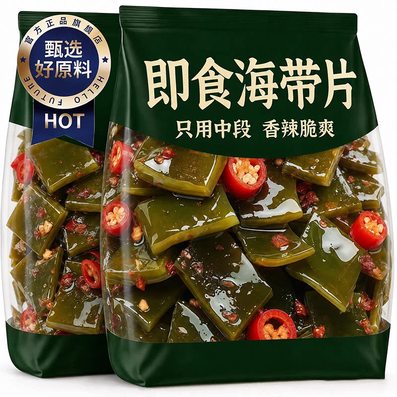 酸辣海带片丝开袋即食厚海带块香辣海带丝休闲海味零食下饭菜批发图片