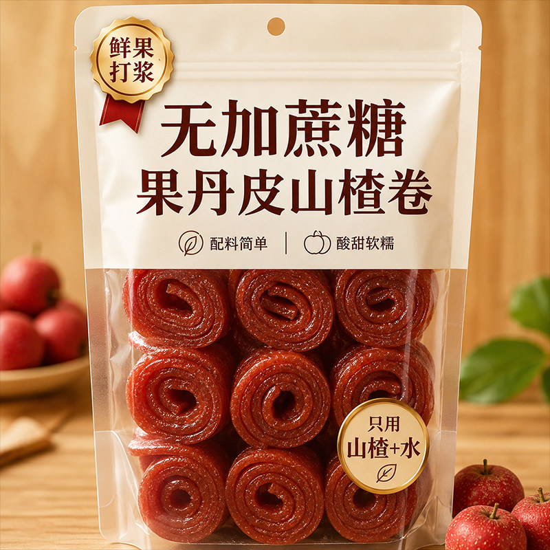 果丹皮山楂卷无添加无糖精糖尿人专用健康零食品旗舰店老式边角料