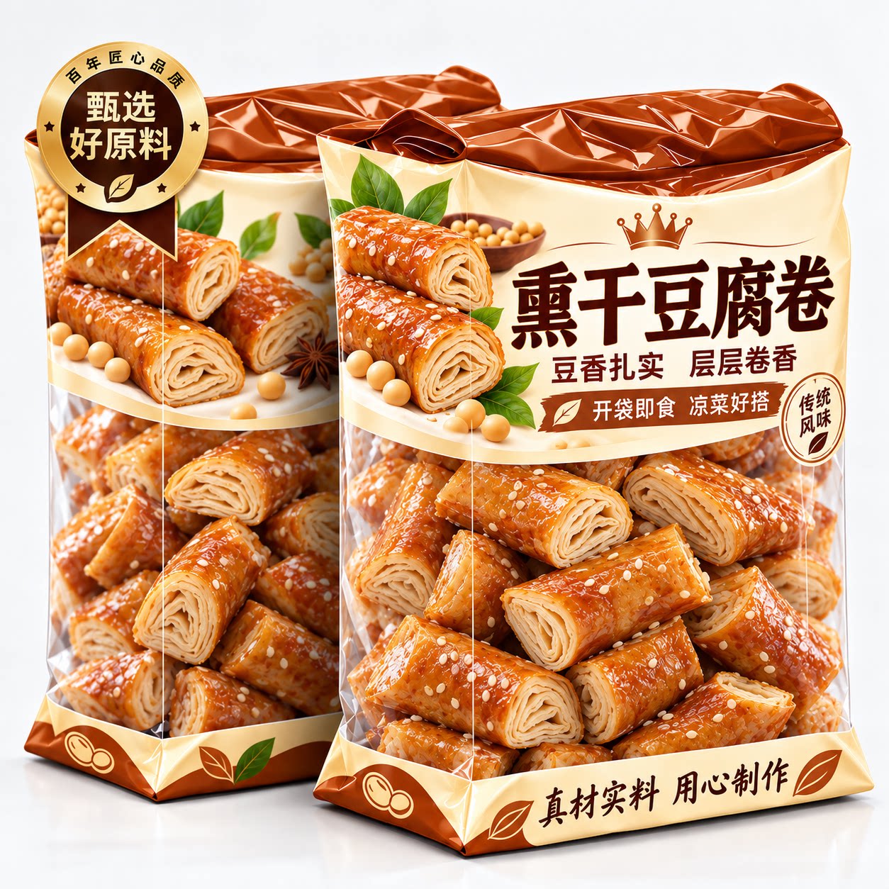 锦州熏干豆腐卷东北特产鸡汁五香熏豆卷豆皮千张风味豆制品熟食