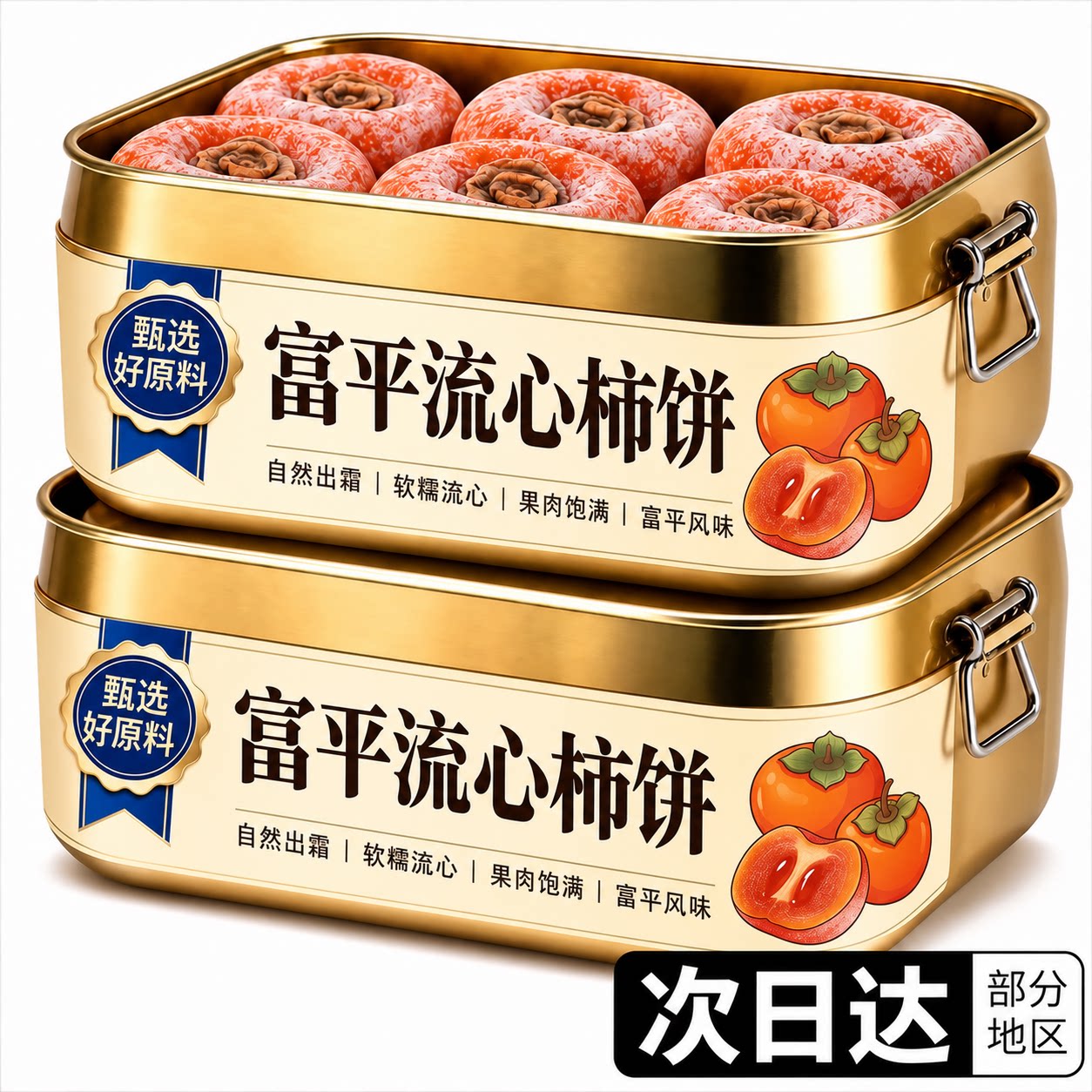 正宗富平柿饼官方旗舰店2026年新货陕西流心柿子吊柿圆饼独立包装