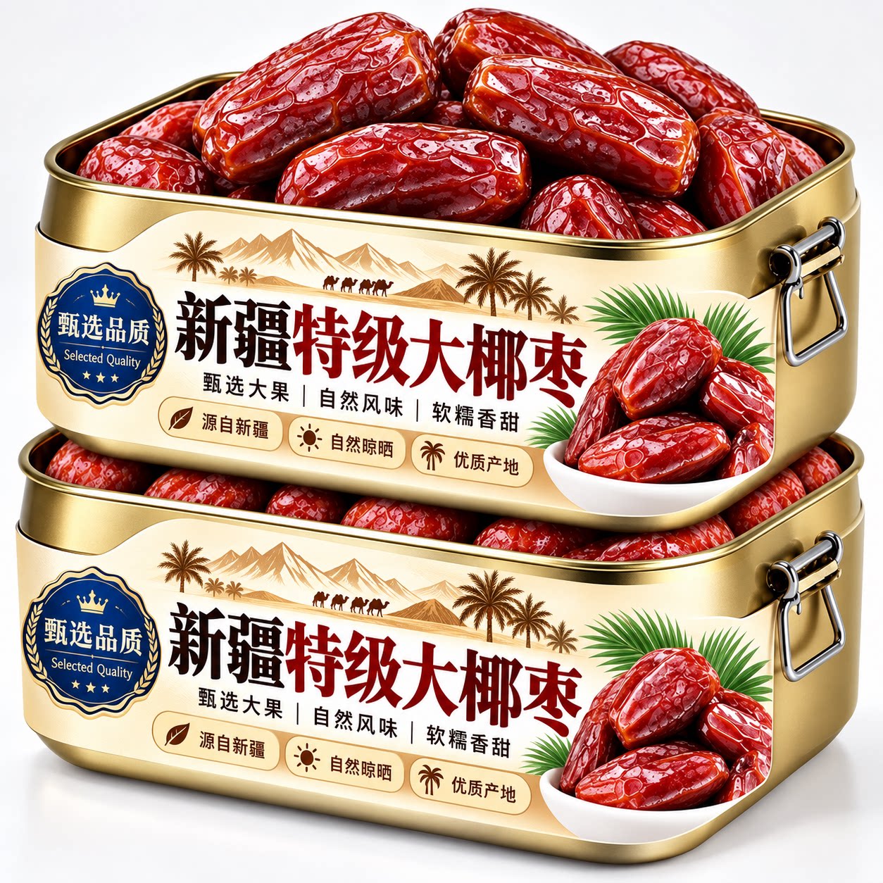 正宗大椰枣特级新疆特产官方旗舰店新鲜沙特大黑椰枣开袋即食免洗