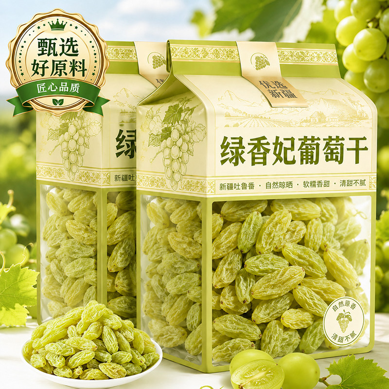 新疆绿葡萄干罐装新疆特产免洗一级大果干零食蜜饯休闲冰粉专用