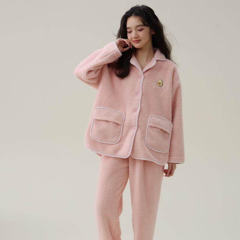 秋冬新款珊瑚绒睡衣套装