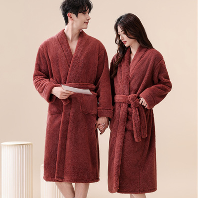 珊瑚绒情侣睡袍秋冬加厚