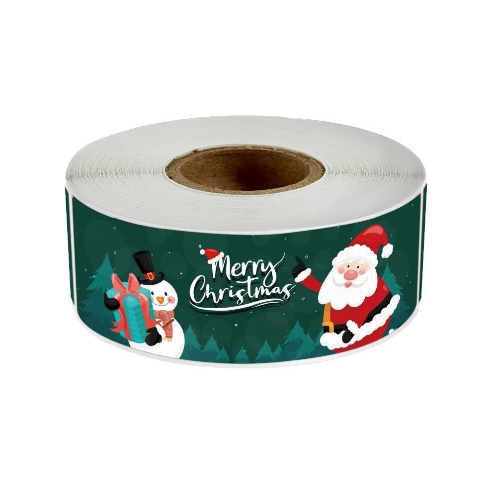 红色圣诞节长条贴纸Merry Christmas圣诞礼盒密封贴包装装饰标签