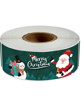 红色圣诞节长条贴纸Merry Christmas圣诞礼盒密封贴包装装饰标签