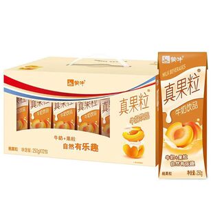 蒙牛真果粒黄桃味250g*12盒牛奶饮品怀旧混合乳制品过年货礼盒装