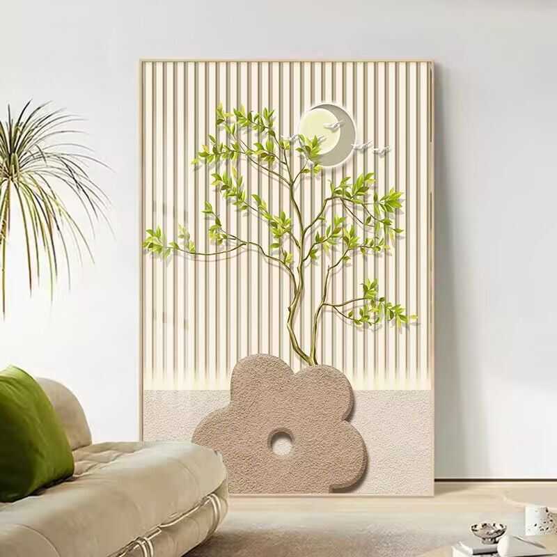 新款小清新装饰画北欧温馨走廊过道挂画客厅大幅落地绿植大象壁画图片