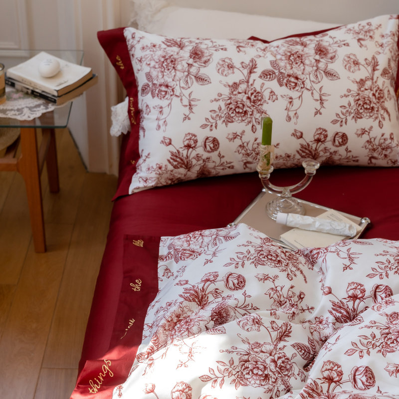 PRINCESS LEYOU 120 LONG-STAPLE COTTON WEDDING FOUR-PIECE SET OF PURE COTTON BIG RED WEDDING WEDDING BEDDING