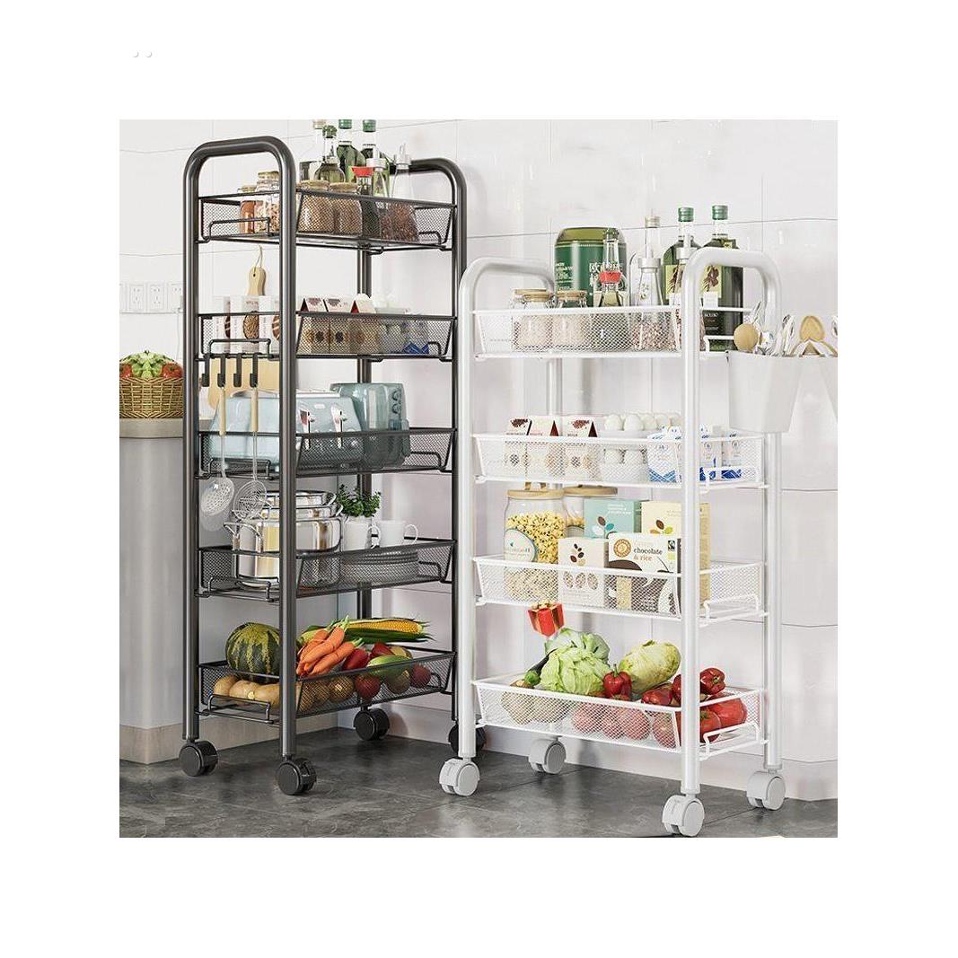 厨房置物架家用收纳储物架子落地多层用品大全小推车多功能蔬菜篮