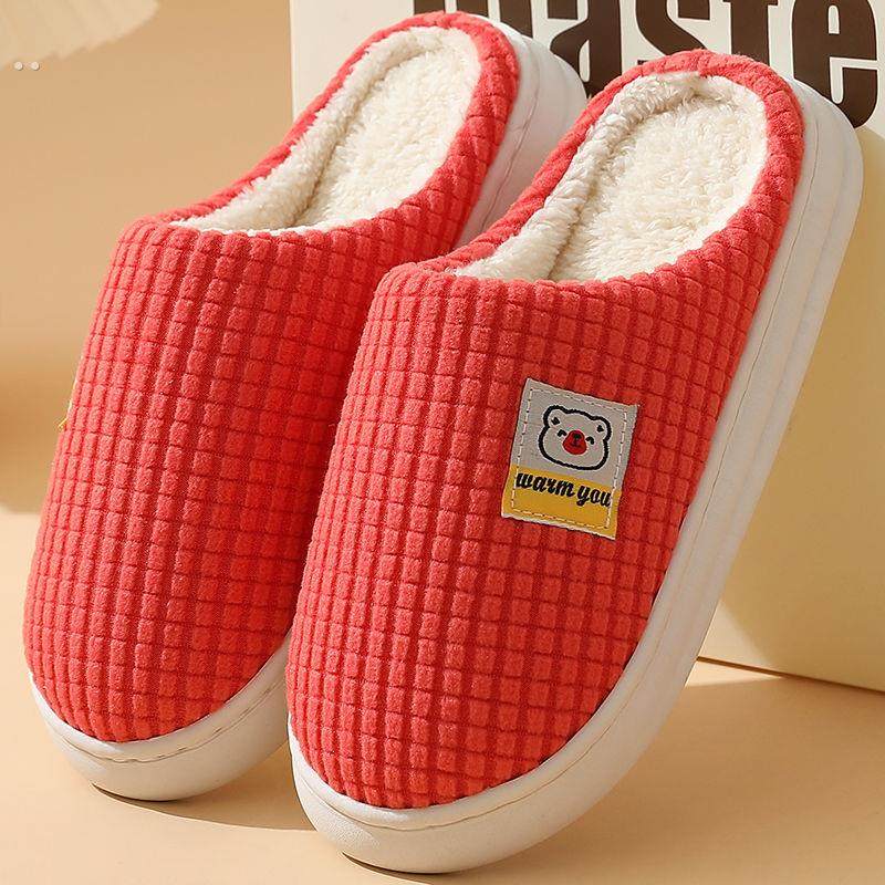 秋冬新款拖鞋情侣居家平底舒适保暖防滑耐磨室内外毛毛家用棉拖鞋