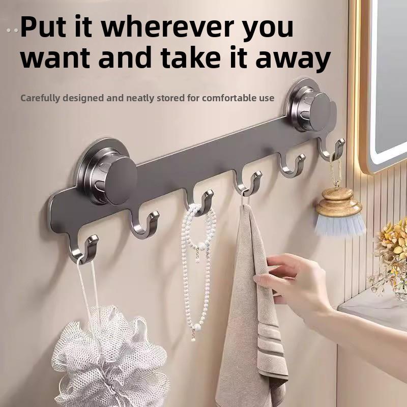 卫生间吸盘挂钩免打孔毛巾架置物架壁挂厕所浴室洗手间门后挂衣架