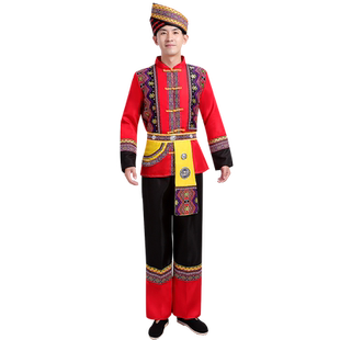 少数民族服装男士苗族瑶族侗族舞蹈服土家族彝族壮族白族演出服饰
