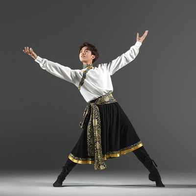 藏族舞蹈演出服男士套装艺考训练