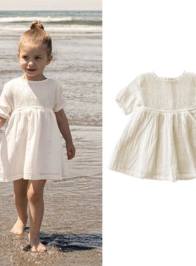 女童连衣裙2026春夏新款婴儿宝宝短袖棉麻裙子超舒中小童公主裙