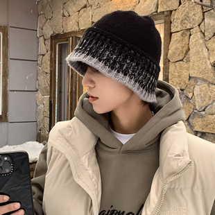 帽子男款秋冬潮毛线帽男士保暖百搭冷帽宽松大头围渔夫帽针织帽男