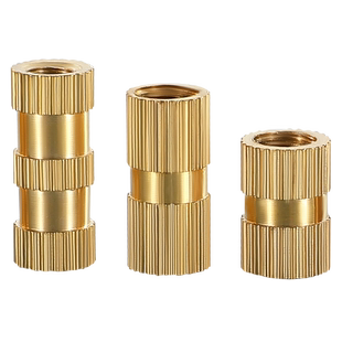 注塑铜螺母滚花热熔通孔镶嵌螺母M2M3M4预埋嵌入式螺帽M5M6铜嵌件