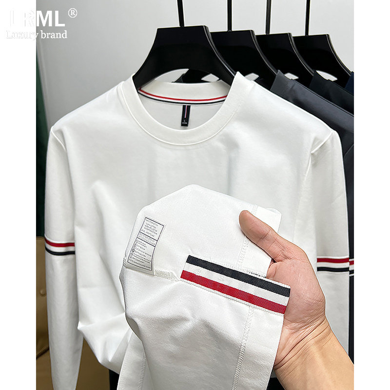 长袖t恤男2025新款秋冬季高端设计感时尚百搭舒适圆领卫衣打底衫