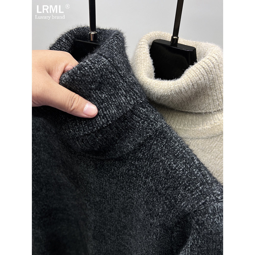 毛衣男秋冬季雪尼尔可翻高领加厚保暖简约百搭粗毛线针织打底衫