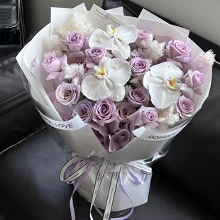 520混搭玫瑰见面花束纪念日送女友鲜花快递北京上海深圳同城配送