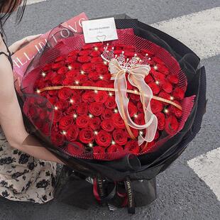 鲜花快递99朵红玫瑰花束表白求婚送女友贵阳全国同城配送卡布奇诺