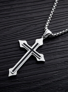 2025热卖钛钢男士滴油十字架不锈钢项链霸气饰品大量现货