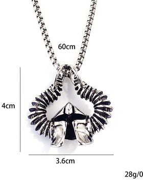 跨境热销欧美复古个性时尚潮流嘻哈维京奥丁头盔不锈钢项链男首饰