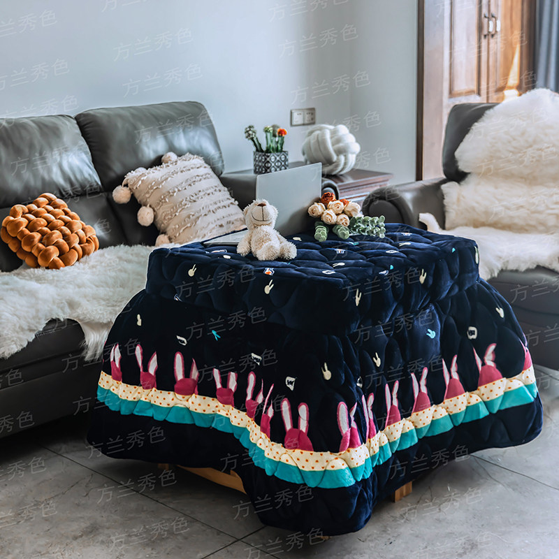 烤火被家用加厚烤火桌子罩套正方形冬季厚款电炉罩取暖烤火架被子,居家布艺,烤火罩,淘宝优惠券,粉丝福利购,淘宝优惠卷