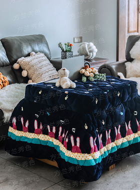 烤火被家用加厚烤火桌子罩套正方形冬季厚款电炉罩取暖烤火架被子