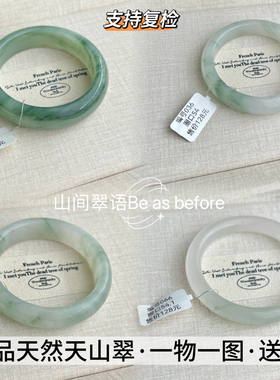 天山翠雪翠手镯5455圈口新疆金丝玉镯飘花高冰种镯子天然正品手镯