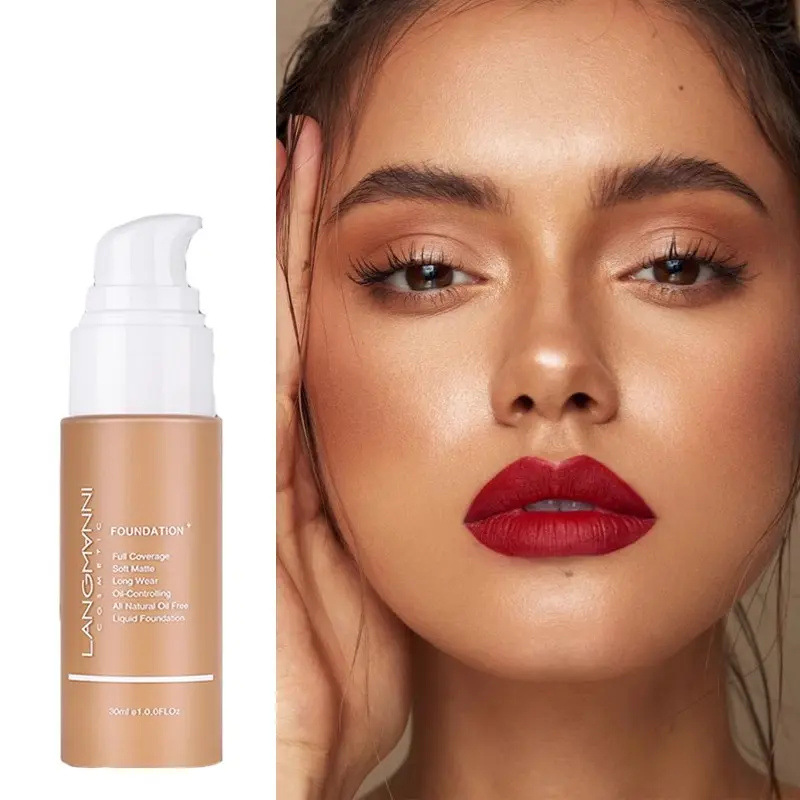 新款推荐浪曼妮哑光粉底液持妆瑕疵皮黄皮皮小麦色防水持久不脱