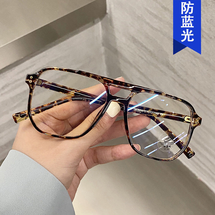 日本topwhit时尚大框双梁防蓝光眼镜框新款素颜平光镜女学院复古