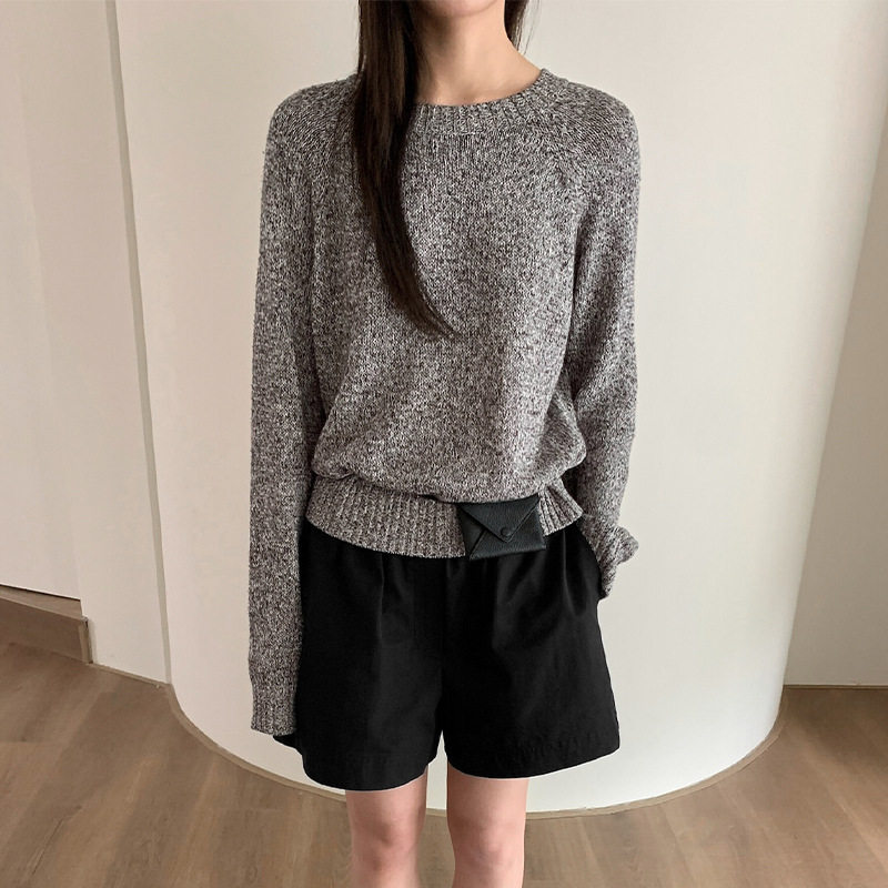 法国chrry koop 慵懒风宽松套头净版百搭针织衫女秋季插肩袖毛衣