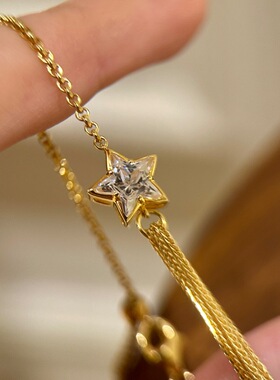 日本TopWhit复古高级美拉德风五角星推拉手链轻奢国风百搭精致