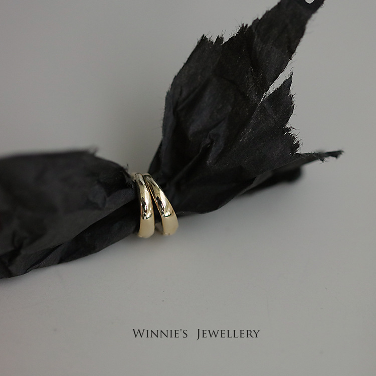 英国设计师topwhit经典款s925银镀k金耳圈耳扣百搭光面时髦超好搭