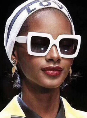 日本topwhit新款方形大框太阳镜渐变双色潮流墨镜金属铰链质感