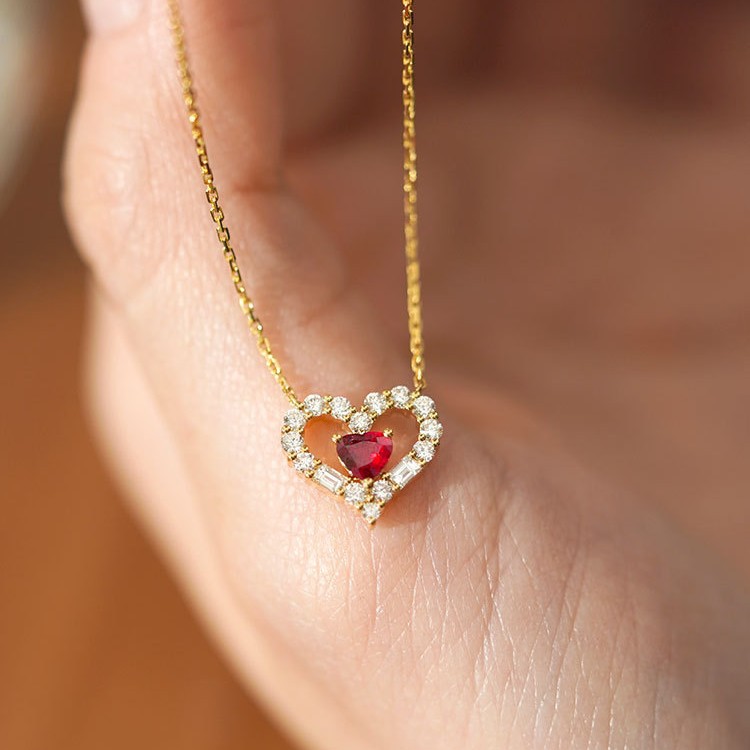 英国设计师topwhits925银镀14k金爱心项链女 镶嵌锆石吊坠气质