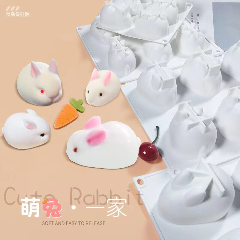 立体小兔子硅胶蛋糕模网红食品级图片