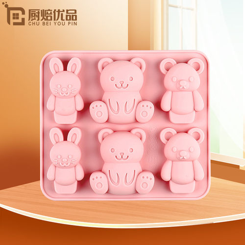 卡通兔子熊熊烘焙模具宁焙硅胶