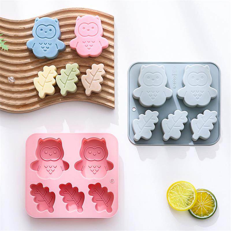 5连猫头鹰叶子造型硅胶烘焙蛋糕模具滴胶手工皂diy巧克力模食品级,厨房/烹饪用具,烘焙模具,淘宝优惠券,粉丝福利购,淘宝优惠卷