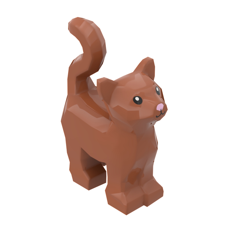 砖块馆moc 13786 中国国产小颗粒拼插积木动物系列小猫场景装饰件