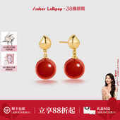 AmberLollipop天然红玛瑙耳环女s925银耳饰新款 葫系列 本命年礼物