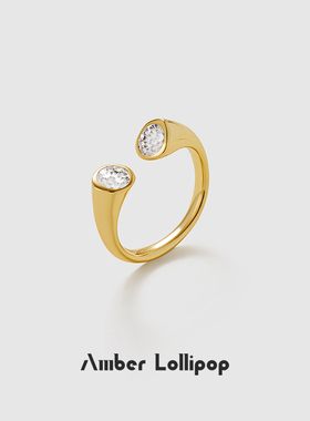 安铂洛利轻奢错位开口戒