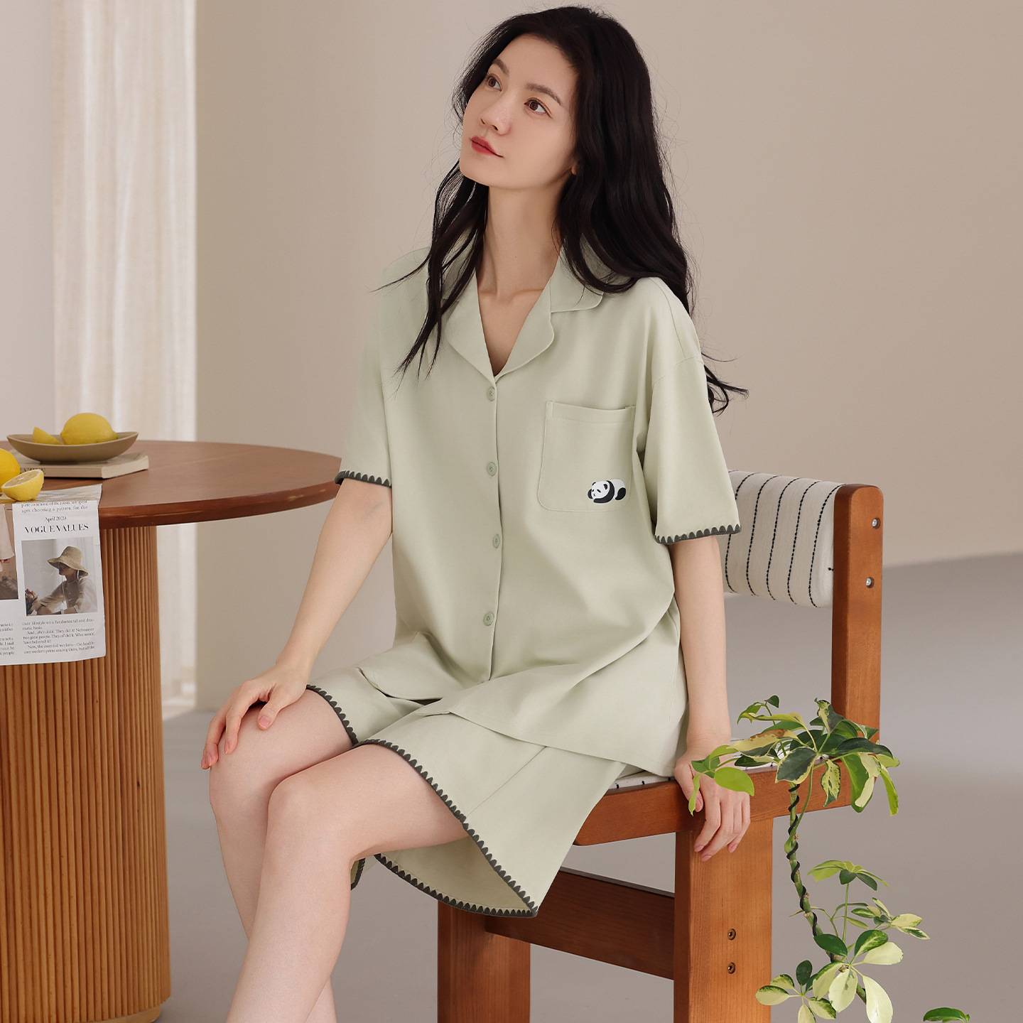 官方正品睡衣女士夏季纯棉短袖短裤薄款夏天休闲可外穿全棉简约家