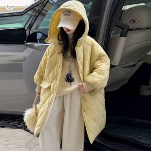 官网正品女童2025年冬季新款鹅黄色中长款棉服女大童户外御寒保暖