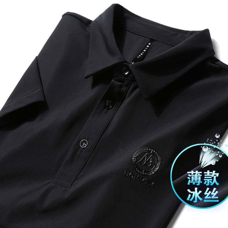 官方正品夏季冰丝polo衫男短袖丝滑轻薄翻领t恤男免烫加大码男士