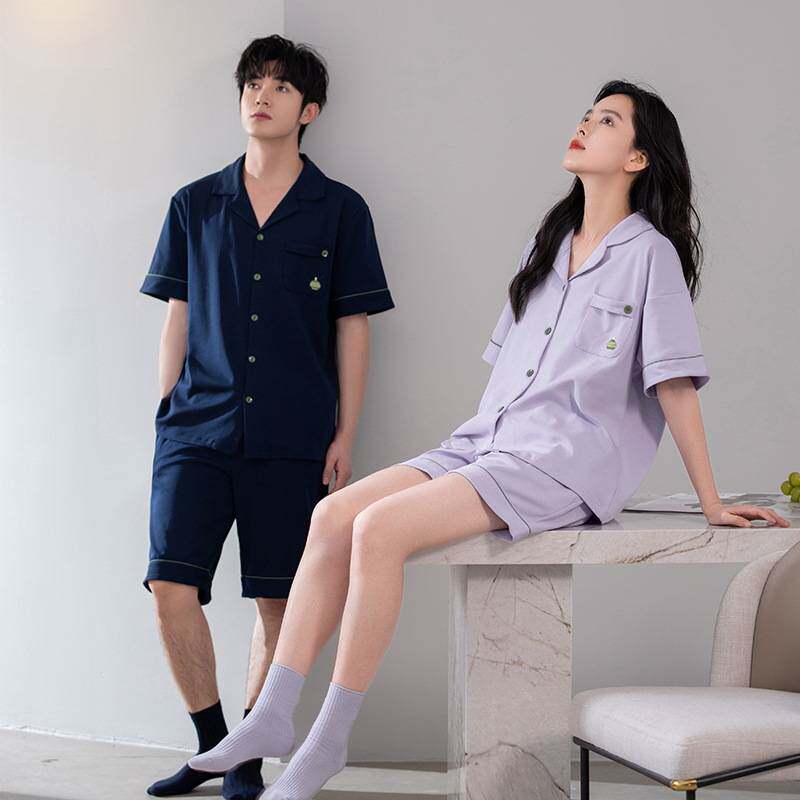官方正品7A抗菌纯棉情侣睡衣男女夏季凉感短袖短裤开衫休闲外穿全