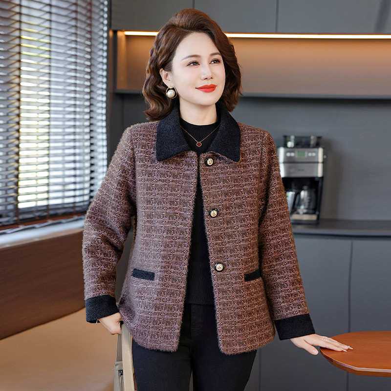 官方正品妈妈端庄大气小香风外套50岁中老年衣服2026春秋装翻领外