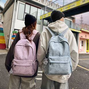 官方正品扎染校园简约百搭双肩包女高中学生初中生上课书包大容量